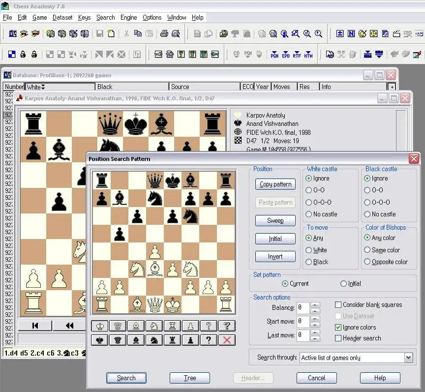 Suche nach Stellungen in der Datenbank