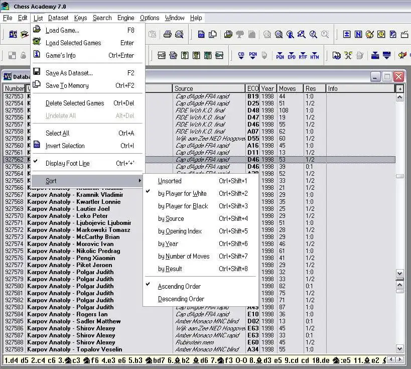 Partiensortierungen in der Datenbank