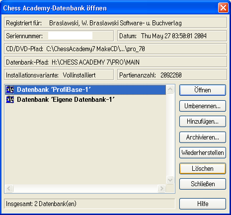 chessacademy datenbank loeschen