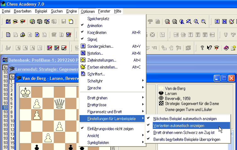 chessacademy lernprogramm bretteinstellungen