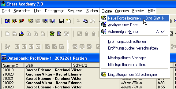 chessacademy neue partie spielen